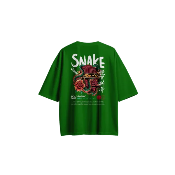 Drop Shoulder T-Shirt Snake Warrior (Green) - Image 3