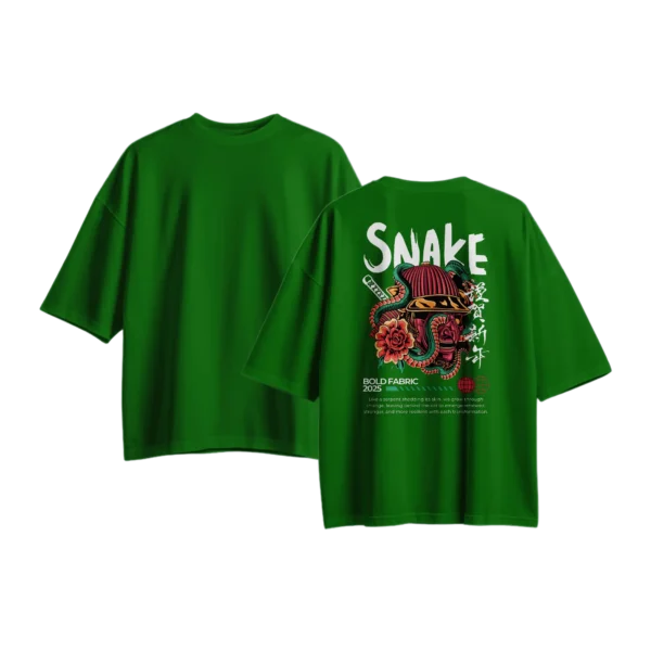 Drop Shoulder T-Shirt Snake Warrior (Green)